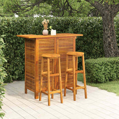 5 Piece Garden Bar Set Solid Wood Acacia Bar stools with round seat 2