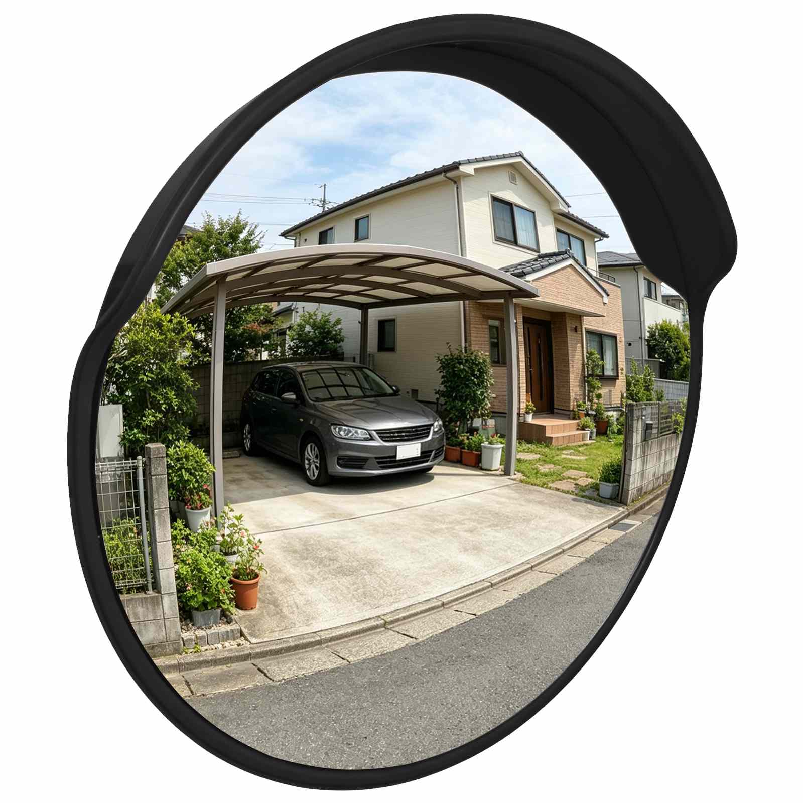 vidaXL Outdoor Convex Traffic Mirror Black Ø45 cm Polycarbonate 1