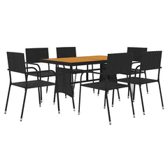 5 Piece Outdoor Dining Set Poly Rattan Black 6