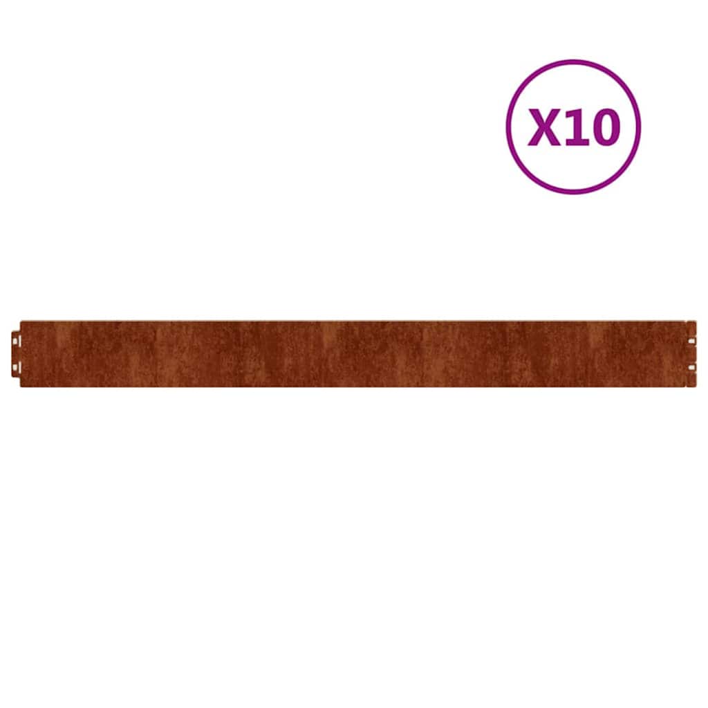 vidaXL Lawn Edgings 10 pcs 10x103 cm Flexible Corten steel 2