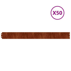 Lawn Edgings Cold-rolled Steel 50 pcs Weathering steel 10 x 103 cm