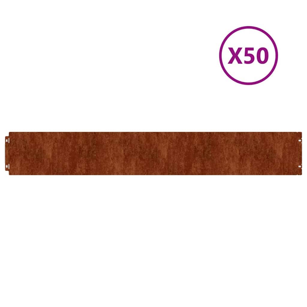 vidaXL Lawn Edgings 10 pcs 15x103 cm Flexible Corten steel 2