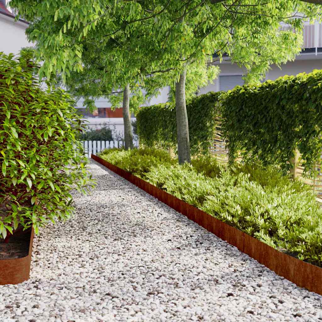 vidaXL Lawn Edgings 10 pcs 15x103 cm Flexible Corten steel 1