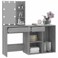 vidaXL LED Dressing Table with Cabinet Grey Sonoma Engineered Wood 6