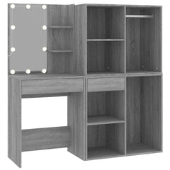 LED Dressing Table with Cabinets Engineered Wood Grey sonoma