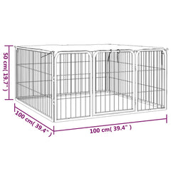 8-Panel Dog Playpen Black 100x50 cm Powder-coated Steel 100 cm 100 cm
