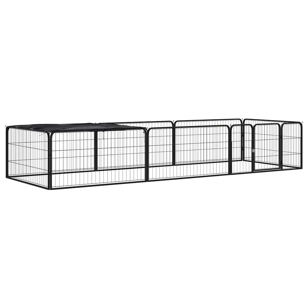 8-Panel Dog Playpen Black 100x50 cm Powder-coated Steel 300 cm 100 cm