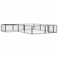 8-Panel Dog Playpen Black 100x50 cm Powder-coated Steel 300 cm 300 cm