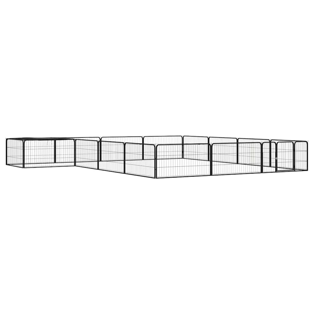 8-Panel Dog Playpen Black 100x50 cm Powder-coated Steel 400 cm 400 cm