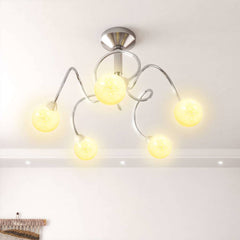 vidaXL Ceiling Lamp with Round Glass Shades for 5 G9 LED Lights 3