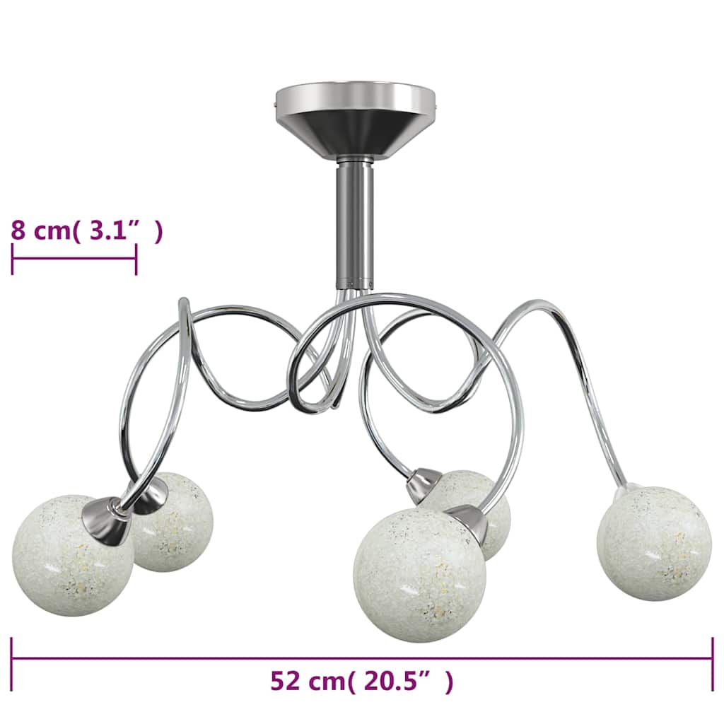 vidaXL Ceiling Lamp with Round Glass Shades for 5 G9 LED Lights 6