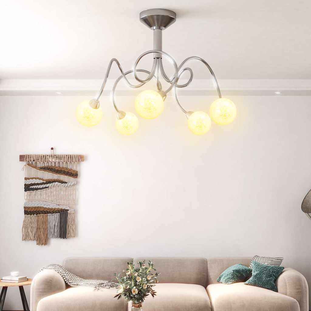 vidaXL Ceiling Lamp with Round Glass Shades for 5 G9 LED Lights 1
