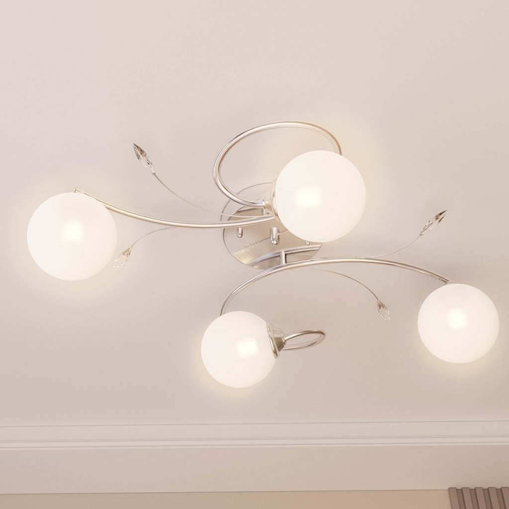 vidaXL Ceiling Lamp with Round Glass Shades for 4 G9 LED Lights 3
