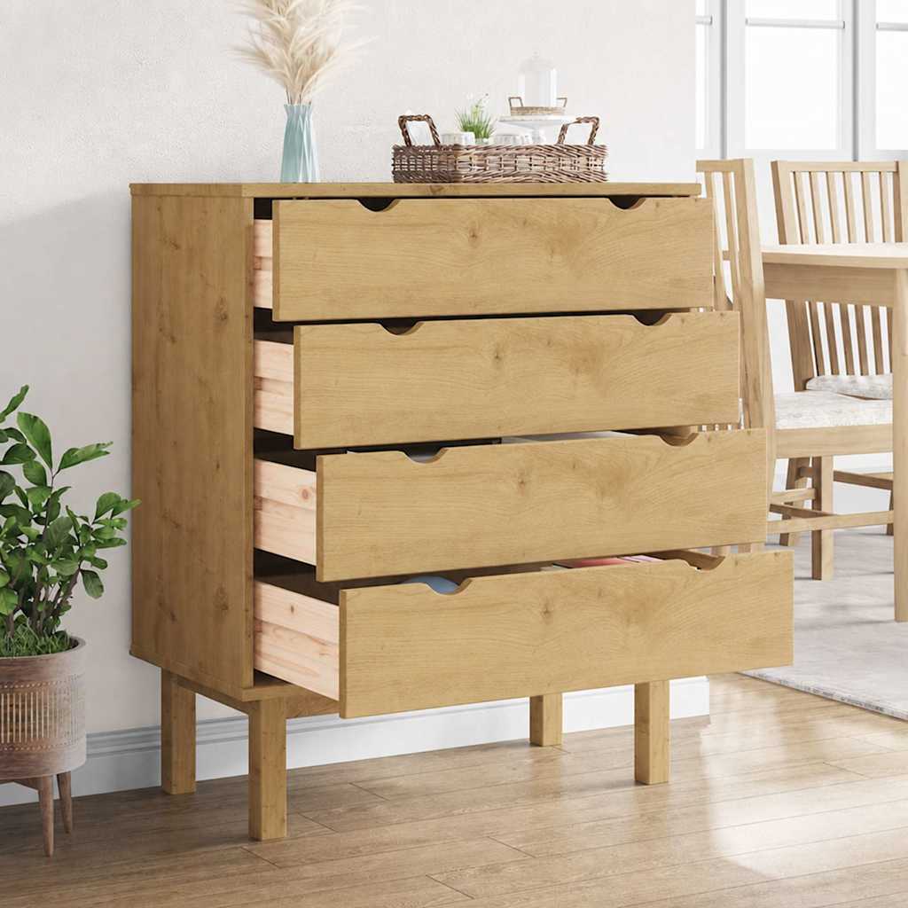 Drawer Cabinet"OTTA" 76,5x39,5x90cm Solid Wood Pine Brown