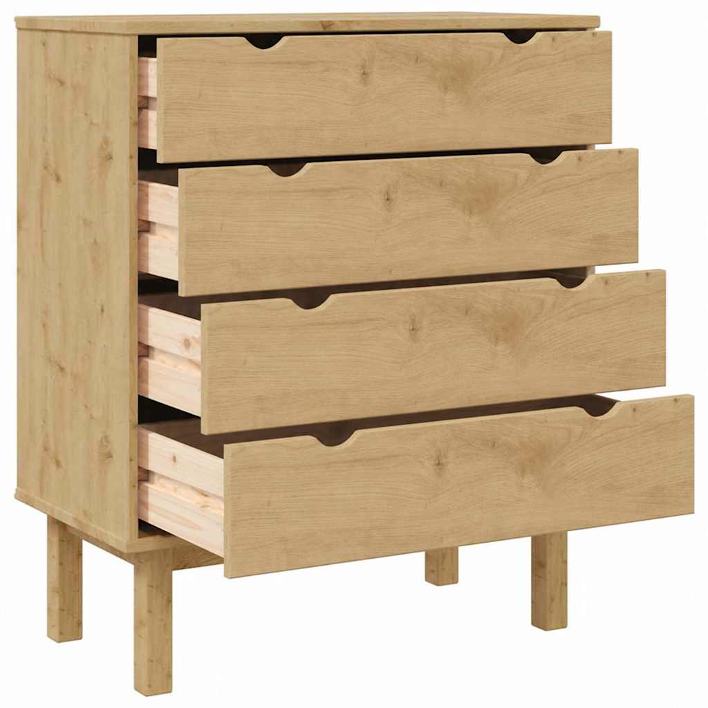 Drawer Cabinet"OTTA" 76,5x39,5x90cm Solid Wood Pine Brown