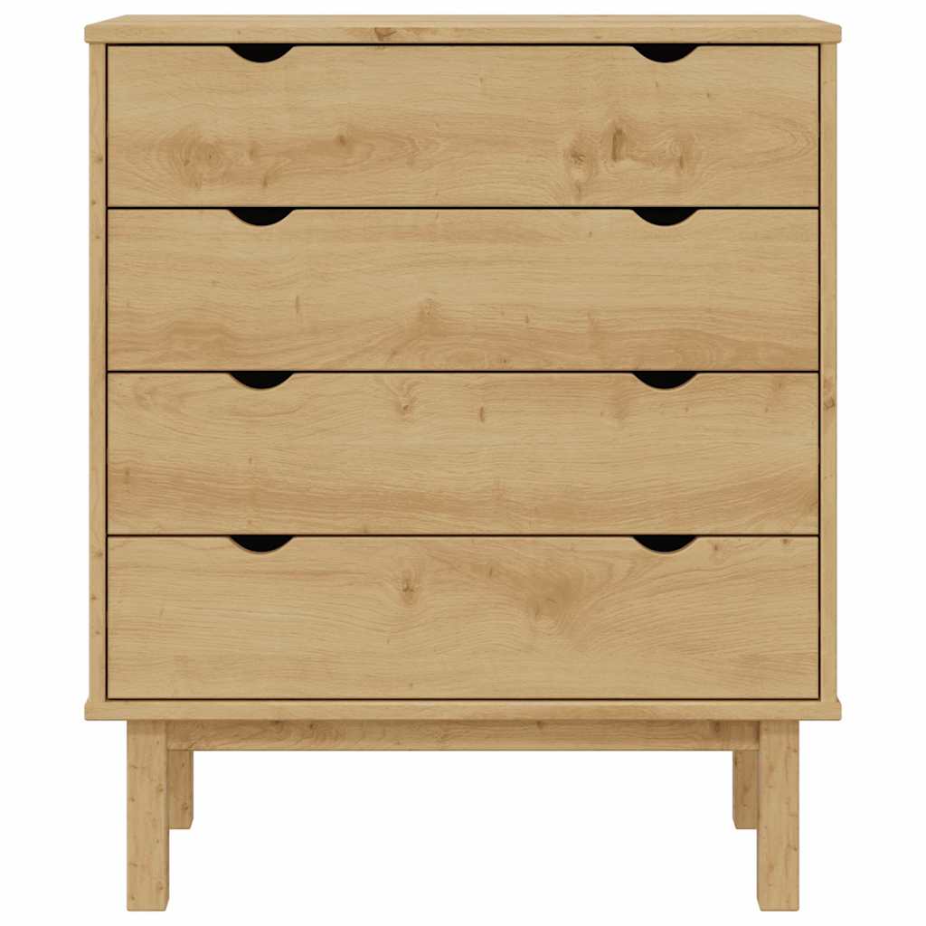 Drawer Cabinet"OTTA" 76,5x39,5x90cm Solid Wood Pine Brown
