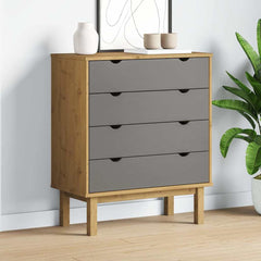 Drawer Cabinet"OTTA" 76,5x39,5x90cm Solid Wood Pine Brown and grey