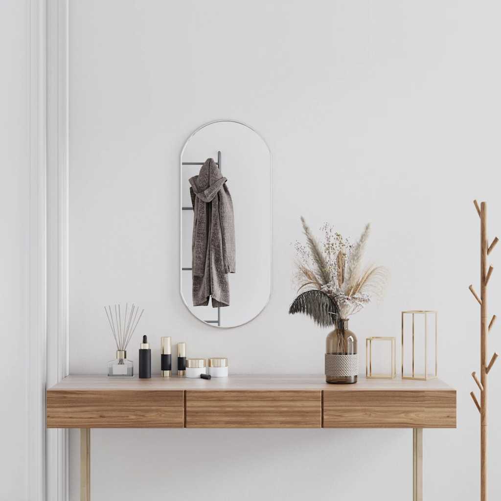 vidaXL Wall Mirror Silver 80x35 cm Oval 1
