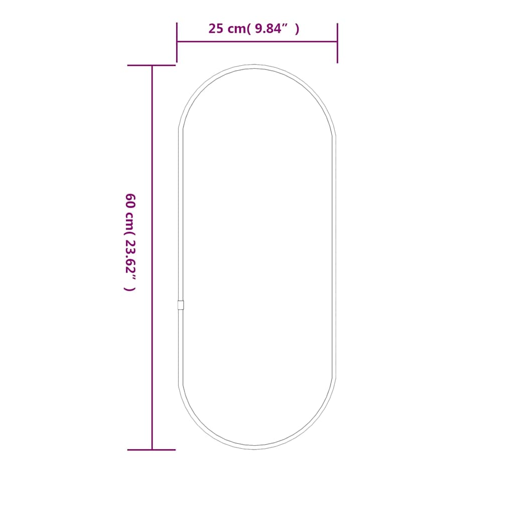 vidaXL Wall Mirror Black 60x25 cm Oval 6
