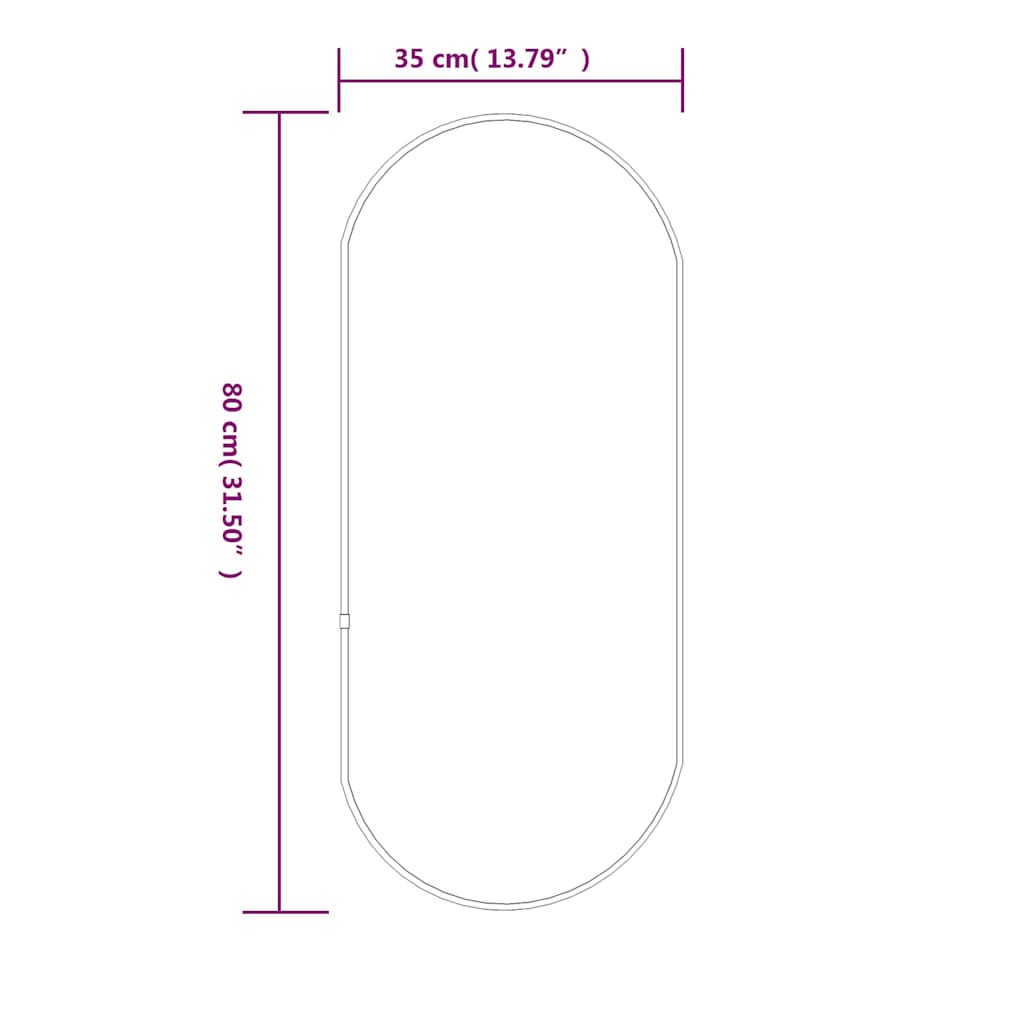 vidaXL Wall Mirror Black 80x35 cm Oval 6