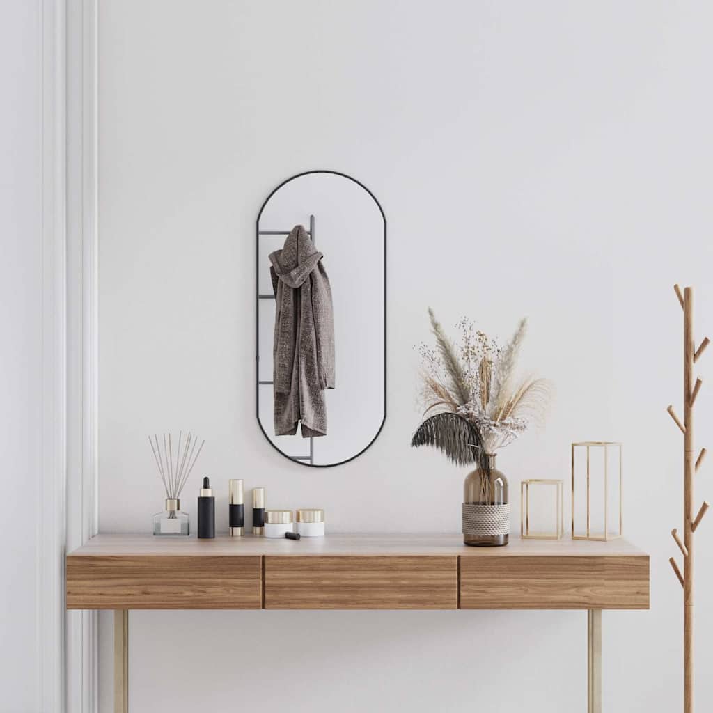 vidaXL Wall Mirror Black 80x35 cm Oval 1