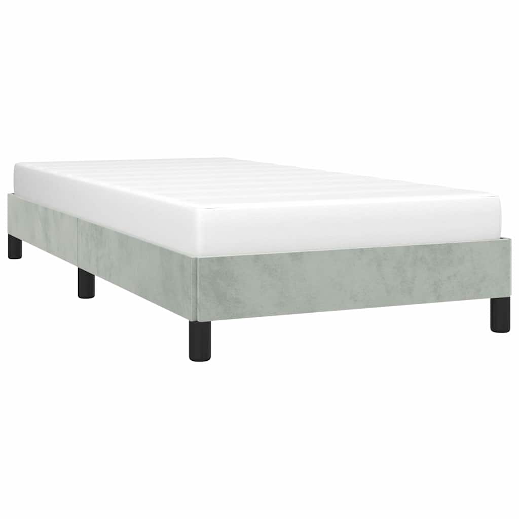 Bed Frame without Mattress Twin Velvet Light grey