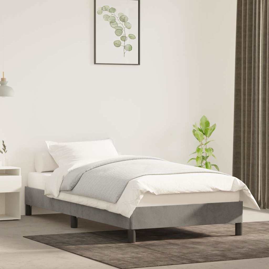 Bed Frame without Mattress Double Velvet in Light Grey