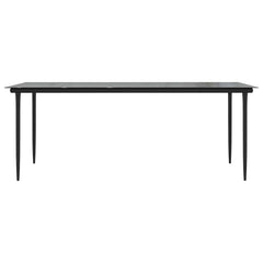 vidaXL Garden Dining Table Black 200x100x74cm Steel and Tempered Glass 3