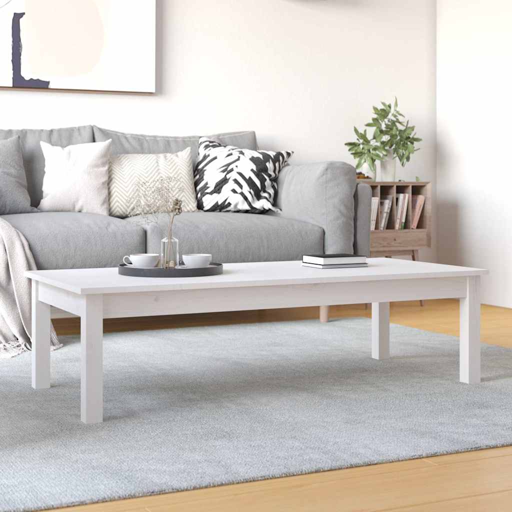 Coffee Table Solid Wood Pine Height 30 cm White 110 cm 50 cm