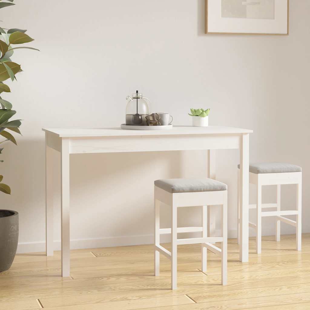 vidaXL Dining Table White 110x55x75 cm Solid Wood Pine 1