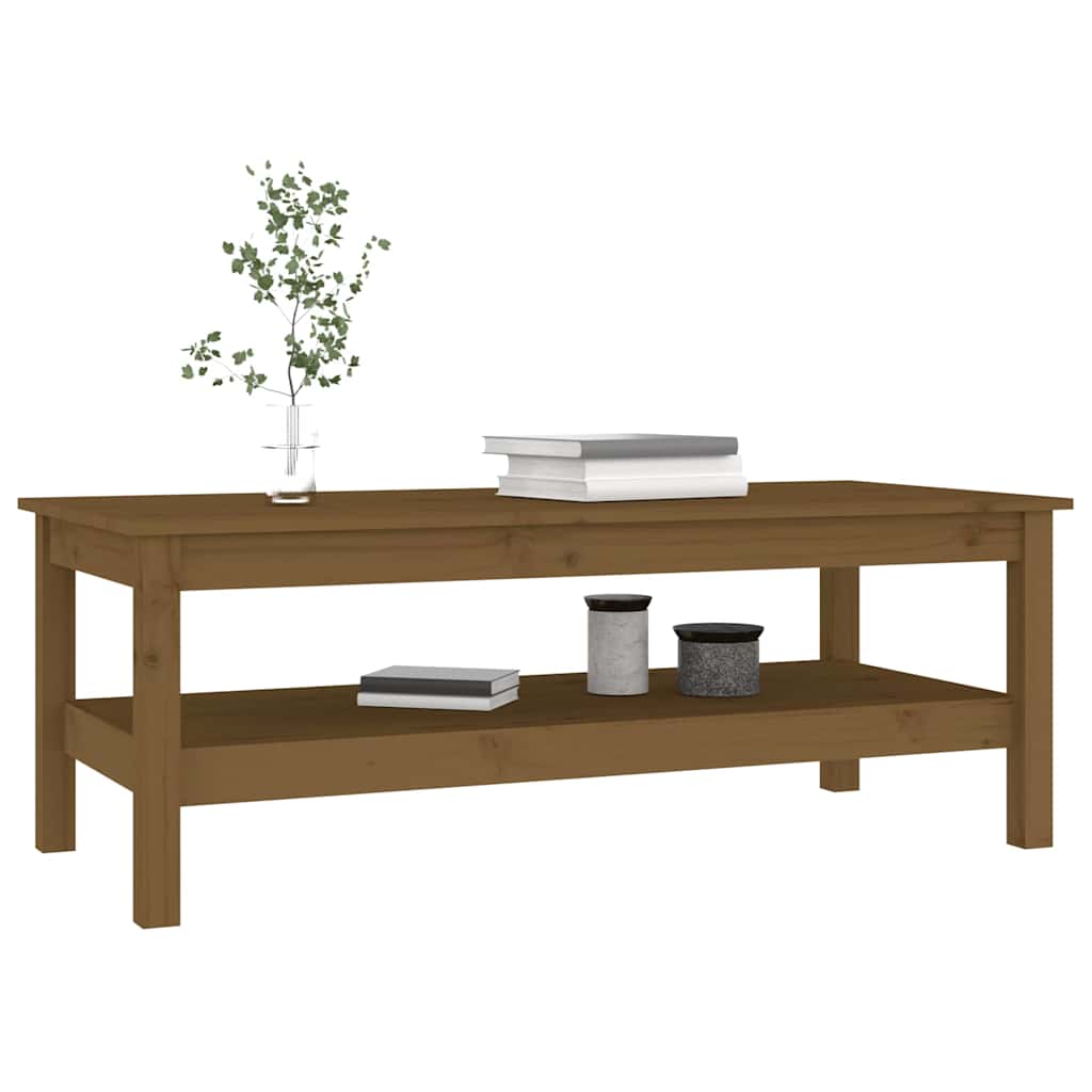 vidaXL Coffee Table | Honey brown | Solid pinewood | Medium | Storage 6