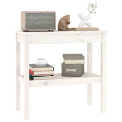 vidaXL Console Table White 80x40x75 cm Solid Wood Pine 5