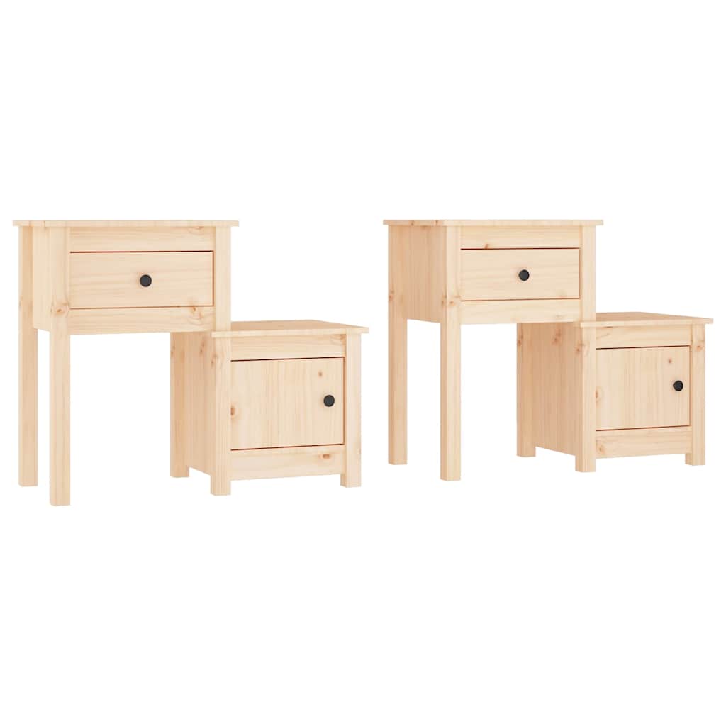 vidaXL Bedside Cabinet | Set of 2 | Pine | Solid pine wood | Standard 2