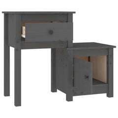 vidaXL Bedside Cabinet 2 pcs Grey 79.5x38x65.5 cm Solid Wood Pine 4