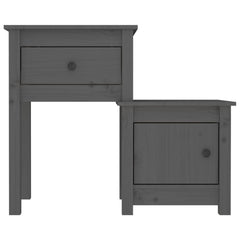 vidaXL Bedside Cabinet 2 pcs Grey 79.5x38x65.5 cm Solid Wood Pine 5