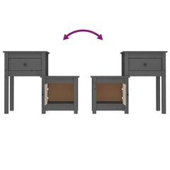 vidaXL Bedside Cabinet 2 pcs Grey 79.5x38x65.5 cm Solid Wood Pine 6