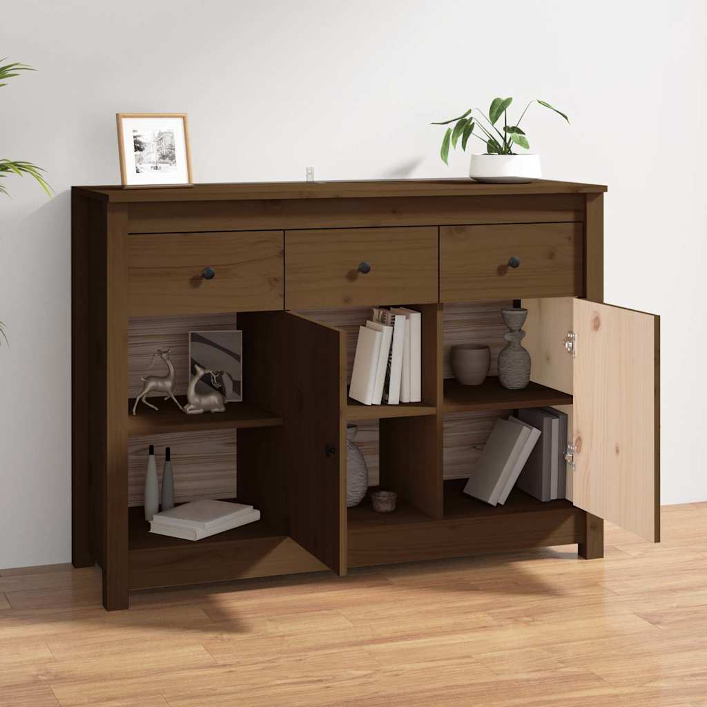 vidaXL Sideboard Honey Brown 100x35x74 cm Solid Wood Pine 3
