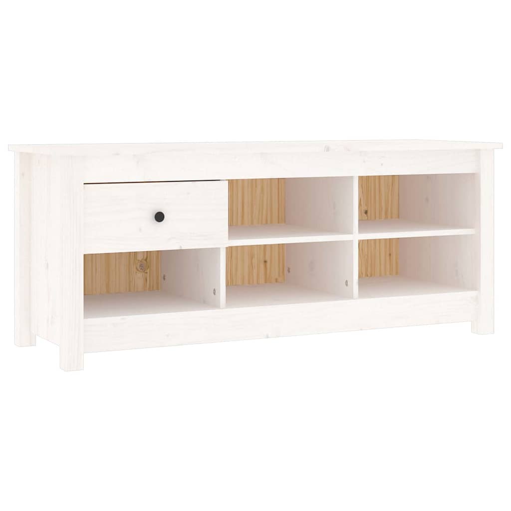 vidaXL Shoe Cabinet White 110x38x45.5 cm Solid Wood Pine 2