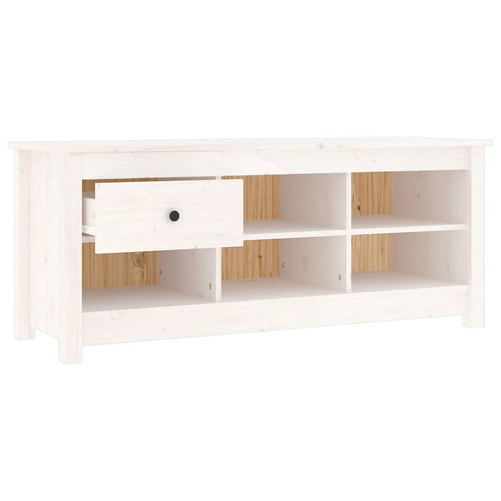 vidaXL Shoe Cabinet White 110x38x45.5 cm Solid Wood Pine 4