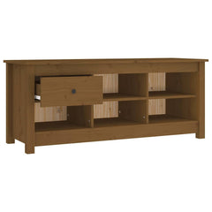 vidaXL Shoe Cabinet Honey Brown 110x38x45.5 cm Solid Wood Pine 4