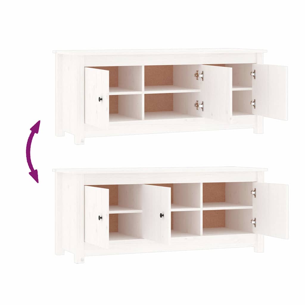 vidaXL Shoe Cabinet White 110x38x45.5 cm Solid Wood Pine 6