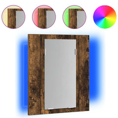 vidaXL LED Bathroom Mirror Cabinet Smoked Oak 40x12x45 cm Engineered Wood 2