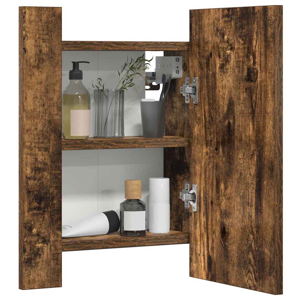vidaXL LED Bathroom Mirror Cabinet Smoked Oak 40x12x45 cm Engineered Wood 4