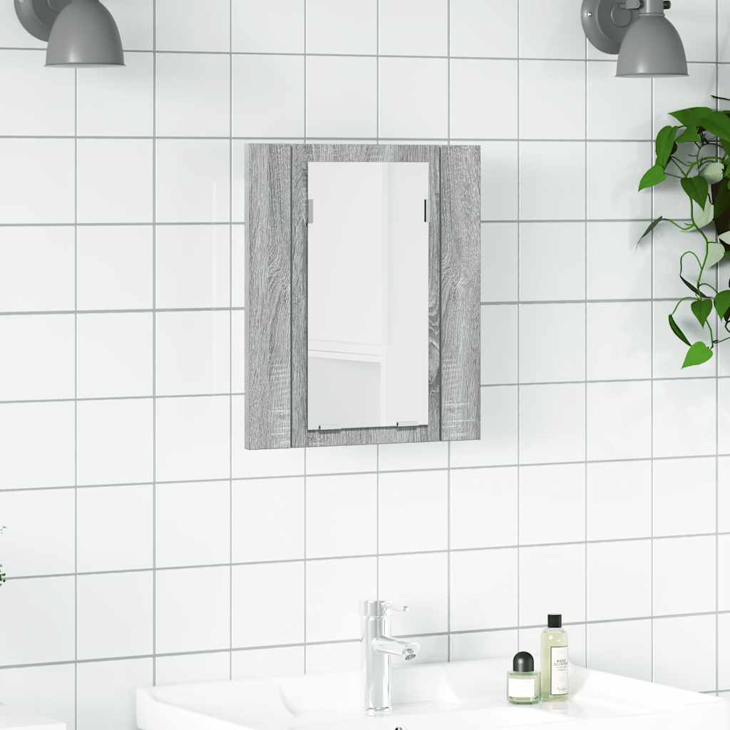 vidaXL LED Bathroom Mirror Cabinet Grey Sonoma 40x12x45 cm Engineered Wood 1