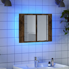 vidaXL LED Mirror Cabinet Smoked Oak 60x12x45 cm Engineered Wood 3