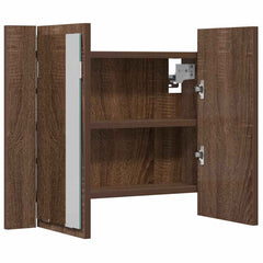 vidaXL LED Mirror Cabinet Brown Oak 60x12x45 cm Engineered Wood 6