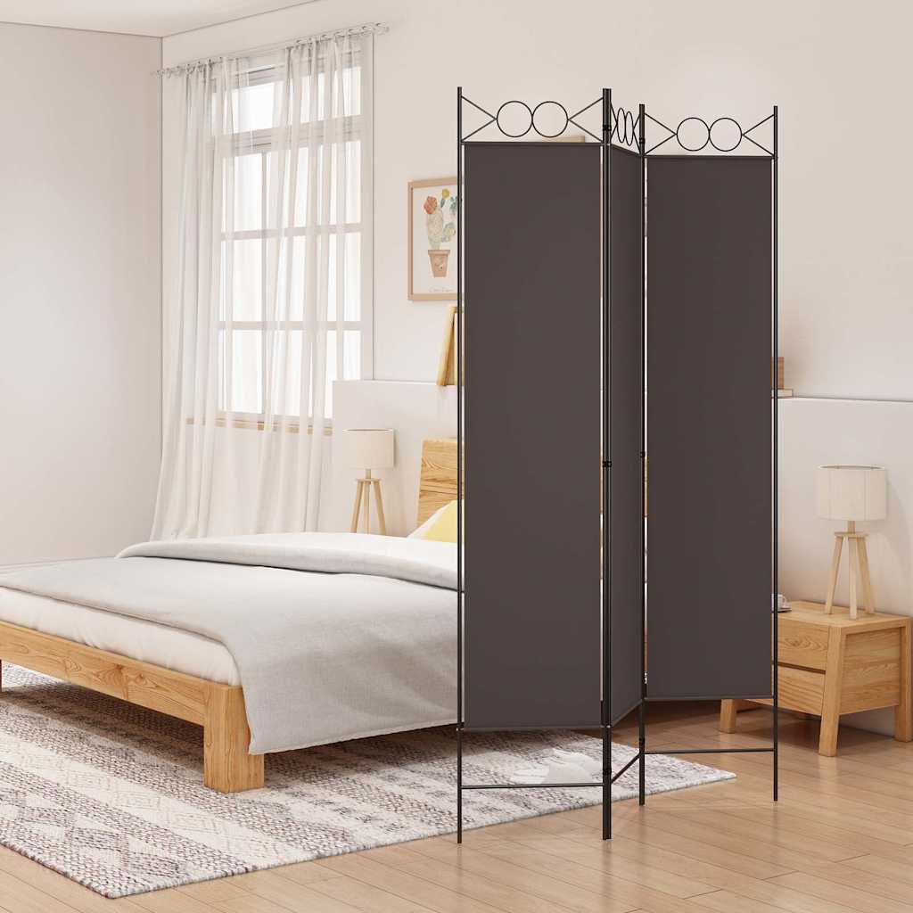 3-Panel Room Divider Brown