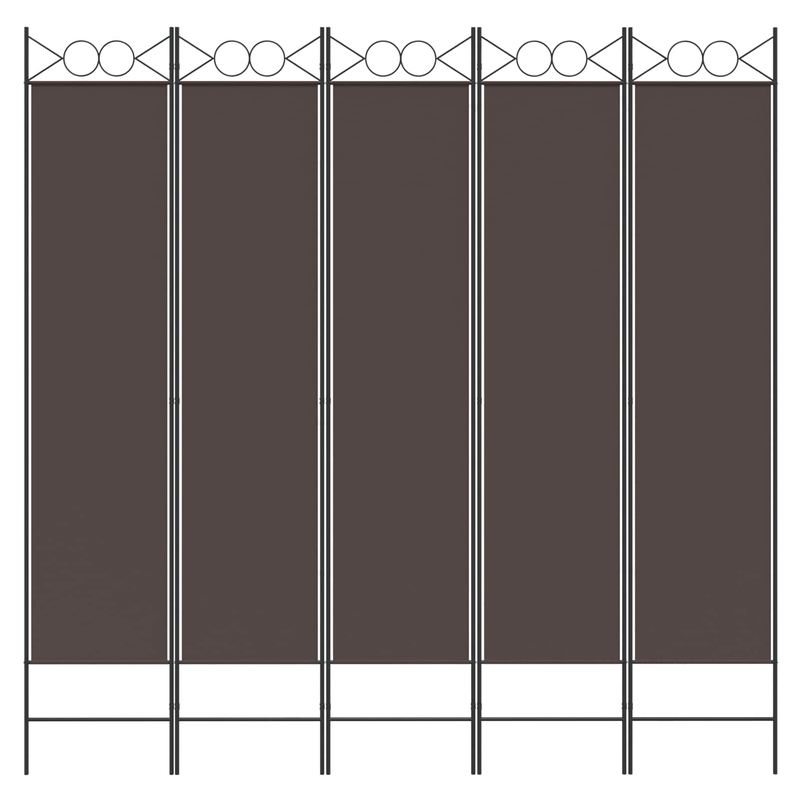 vidaXL 5-Panel Room Divider Brown 200x200 cm Fabric 6