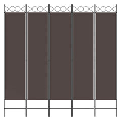 vidaXL 5-Panel Room Divider Brown 200x200 cm Fabric 6