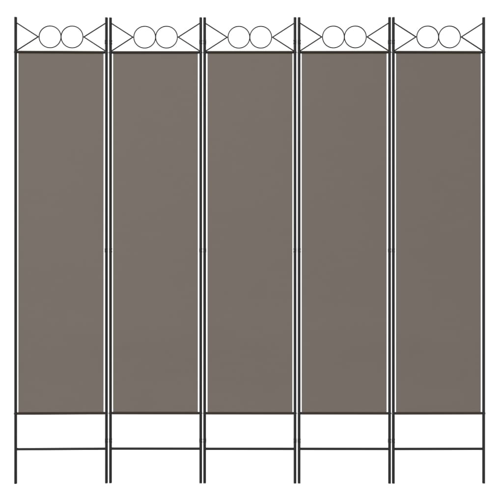 vidaXL 5-Panel Room Divider Anthracite 200x200 cm Fabric 3